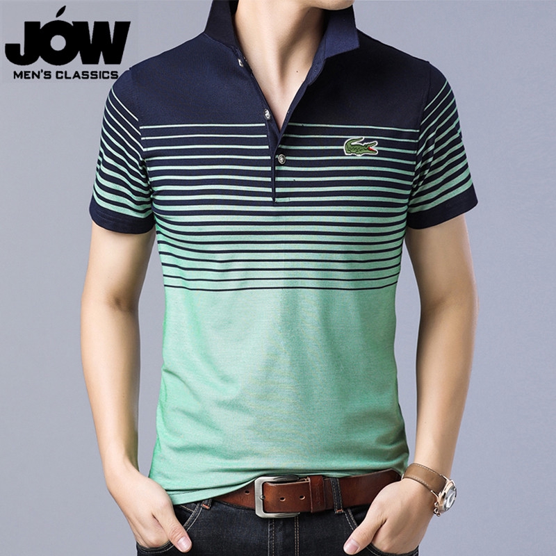 Kemeja Kaos  Polo  Lengan Pendek Pria Casual Motif  Garis 