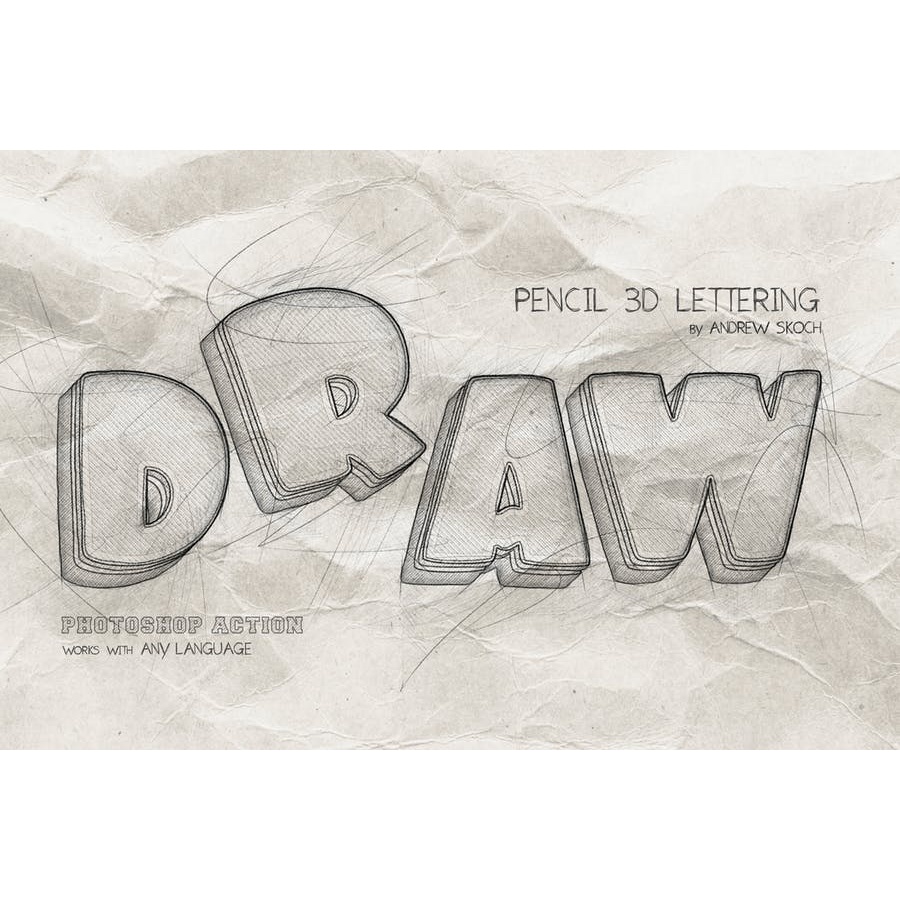 Pencil 3d Lettering - Photoshop Action