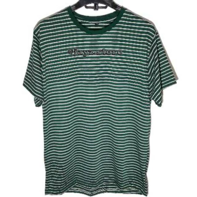 KAOS SALUR/STRIPE PREMIUM PRIA/WANITA MEDIUM HIJAU