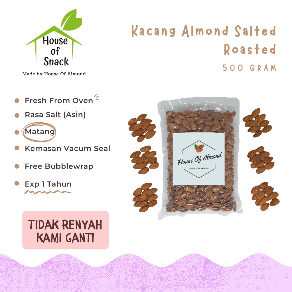 

Kacang Almond Salted Roasted (Panggang) 500gr