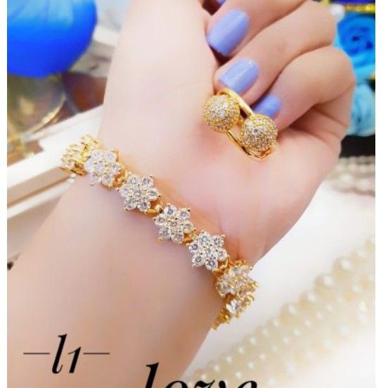 Xuping set perhiasan gelang dan cincin wanita 3597