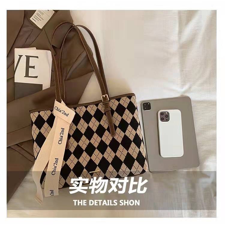 BJ61729 - BLACK/BROWN - TAS TOTE BAG TWILLY MOTIF WANITA FASHION IMPORT MODIS ELEGAN TERMURAH TERLARIS TERBARU BAGSTORE JAKARTA TAS BATAM ZC1729