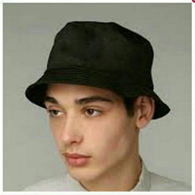 TERMURAH.... TOPI BUCKET POLOS HITAM DOUBLE LAPIS....BUCKET HAT KWALITAS DISTRO