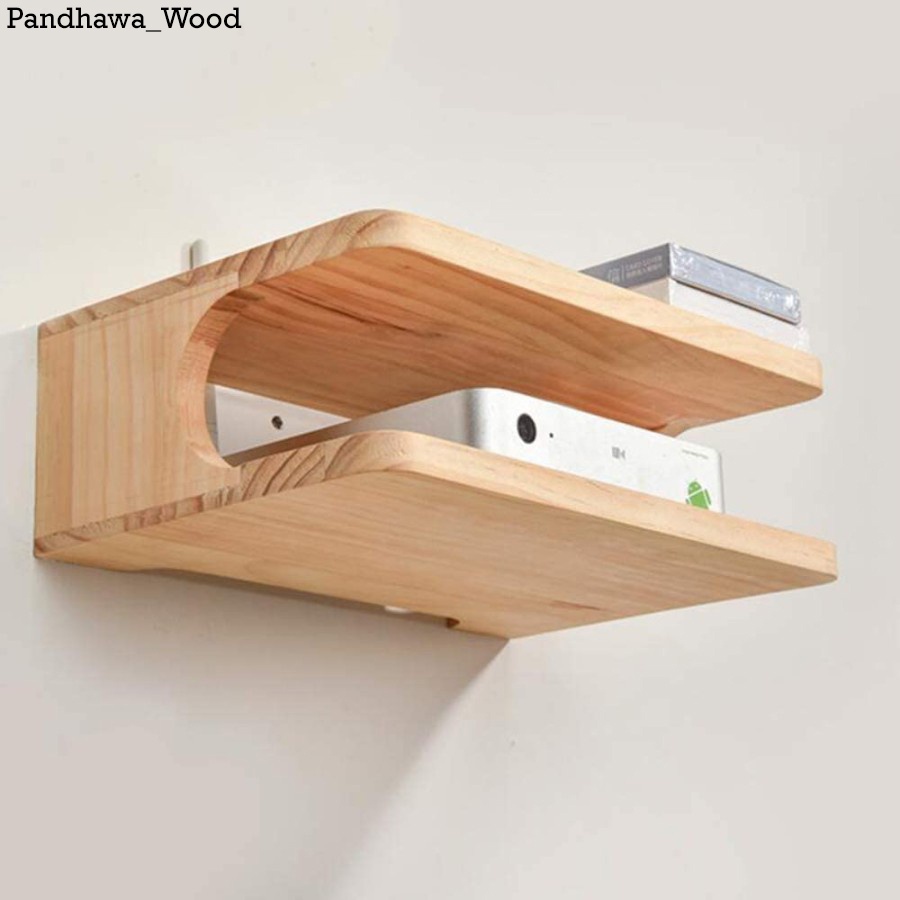 Rak Dinding Wifi Router /Rak Wifi Router Organizer/Rak Dinding Tempat Wifi Router/Rak Set Top Box/ Rak DInding STB kayu Solid