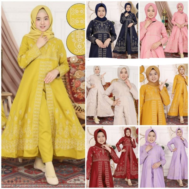 GAMIS TANARI KI/ set baju india anak /SETELAN Gamis anak / bordir BAJU MUSLIM ANAK/PAKAIAN ANAK PERM