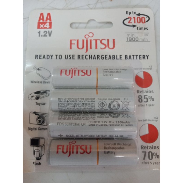 Baterai Baterai Fujitsu Putih 4Pcs AA 1900mAh (Made In Japan)