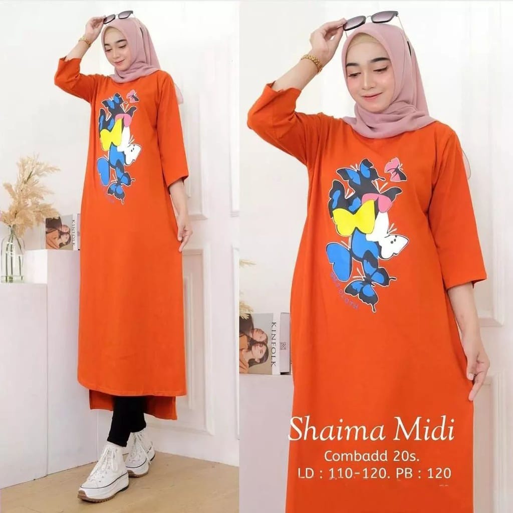 SHAIMA MIDI DRESS / DRESS WANITA / DRESS TERMURAH / DRESS MUSLIM