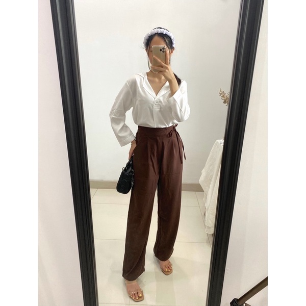 KIRANA Celana Highwaist Loose Pants Casual / Celana Kantor Wanita Formal / Kulot Wanita Pita P8