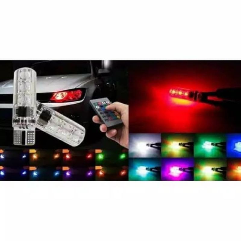 lampu kota lampu senja led T10 RGB 16 warna plus remote