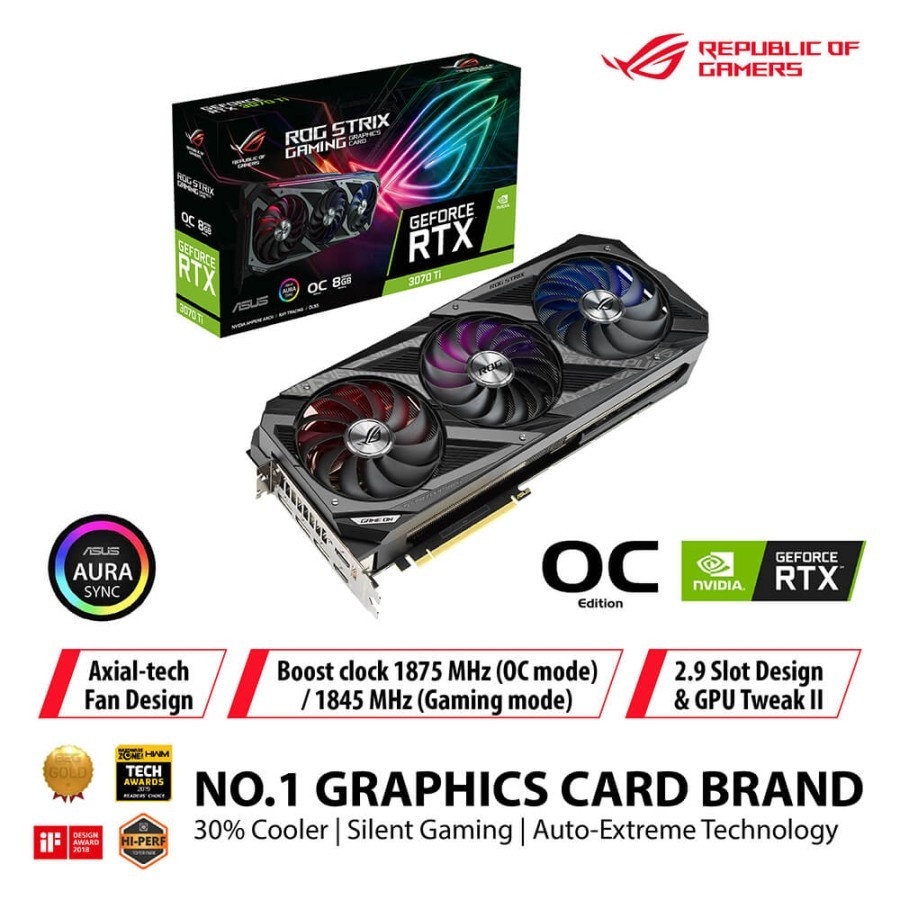 ASUS ROG RTX 3070 TI 8GB STRIX OC GAMING 3070TI 8G GDDR6X VGA NVIDIA