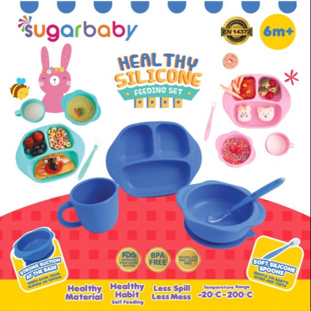 Sugar baby mangkok set bayi Mangkok Piring Sedok Garpu  silicone feeding set makan bayi Sugar baby Sugarbaby nature