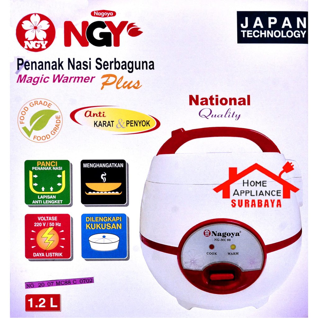 Rice Cooker Magic Com Penanak Nasi Nagoya 1.2 Liter MG-88 MG88 MG 88