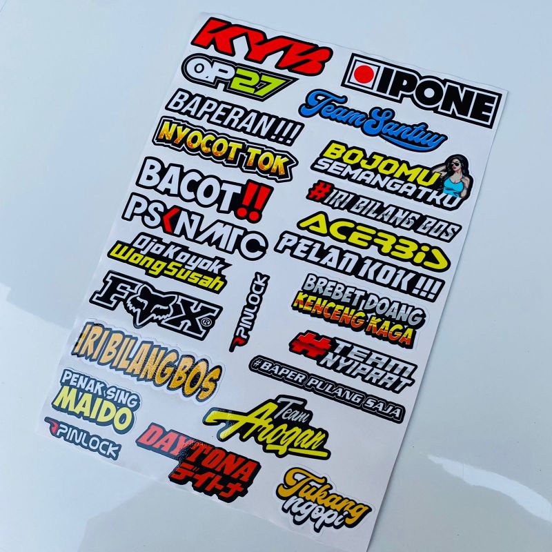 STICKER SPONSOR YSS KATA KATA LAMINASI GLOSY CUTING TIDAK PERLU REPOT POTONG