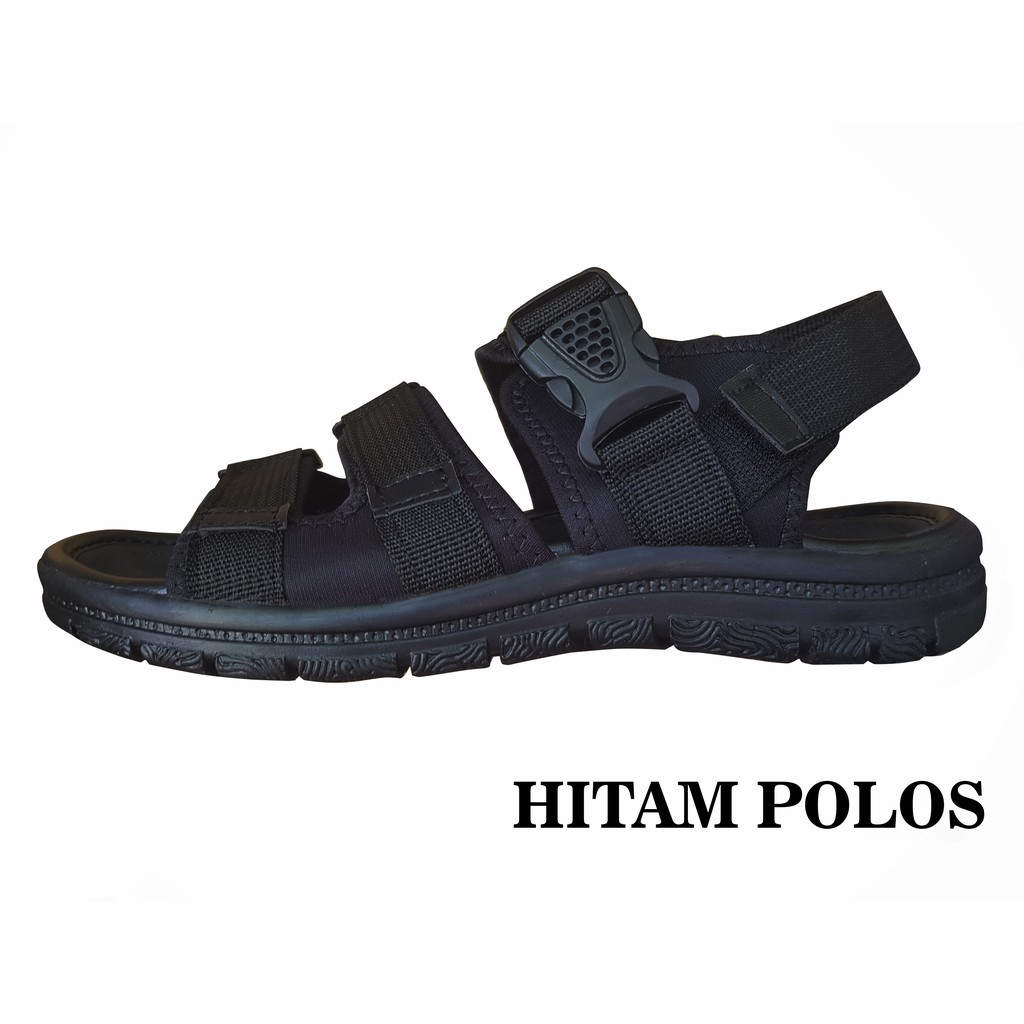 6.6 SANDAL GUNUNG PRIA ORIGINAL IMPORT / SANDAL PRIA-HITAM POLOS