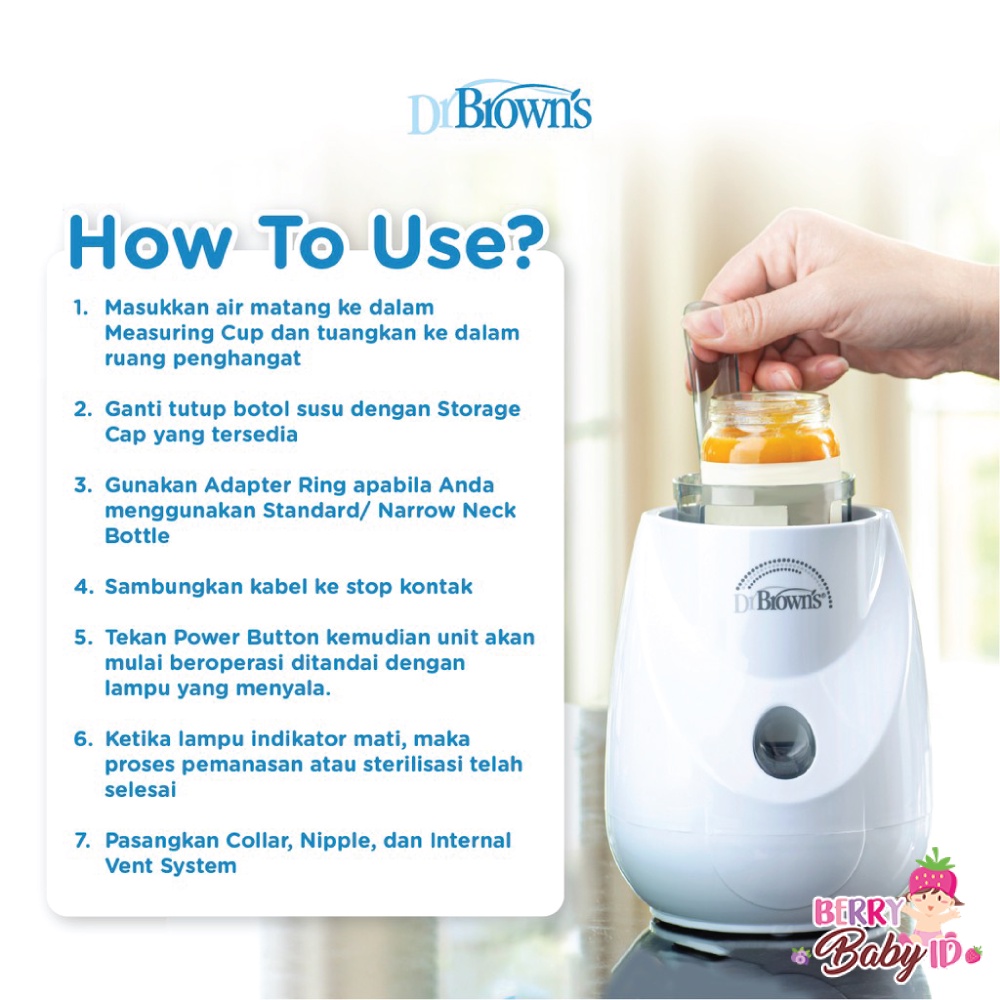 Dr Brown's Insta Feed Bottle Warmer Sterilizer Penghangat Susu Bayi Berry Mart