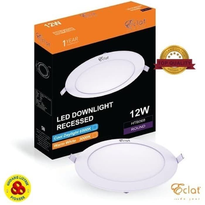 ECLAT LED Downlight 12W Kuning Inbow Lampu LED Panel 12 Watt 3000K WW