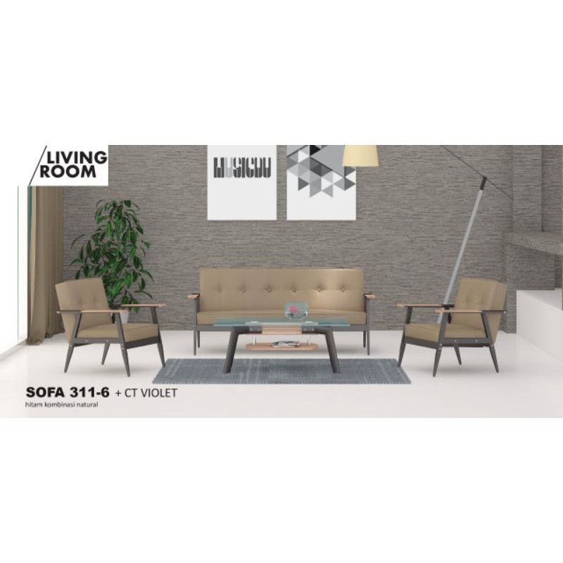 KURSI TAMU / SOFA SIANTANO SOFA 311-6 + MEJA TAMU CT VIOLET