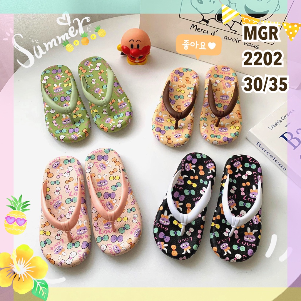 Sandal Jepit Karet Jelly Anak wanita Cewek motif Bear Bunny Rabbit Cute Imut Lucu Impor MGR Mokaya Balance (2202/3130-1) /30-35 36-40