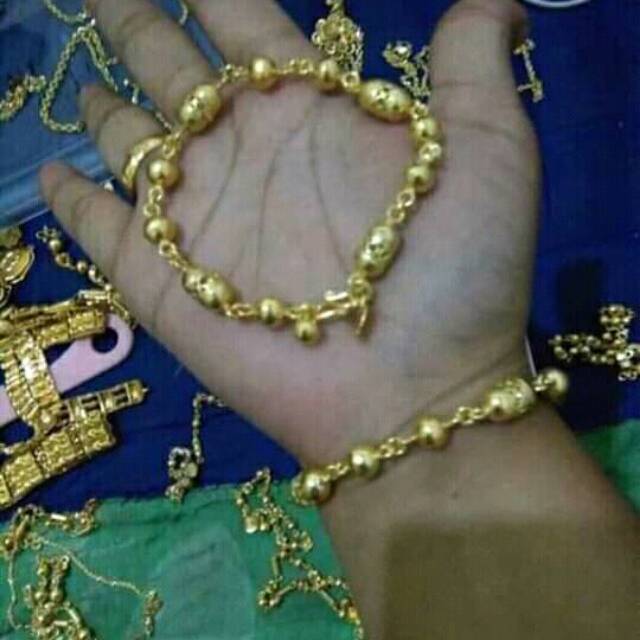 Gelang mas lapis kristal