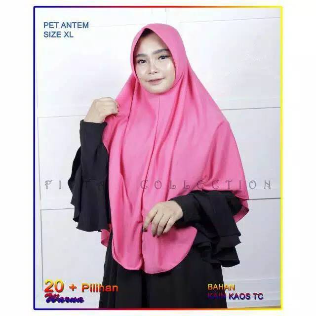 Jilbab Instan Pet Antem XL Hijab Kaos Bergo Syari Khimar 
