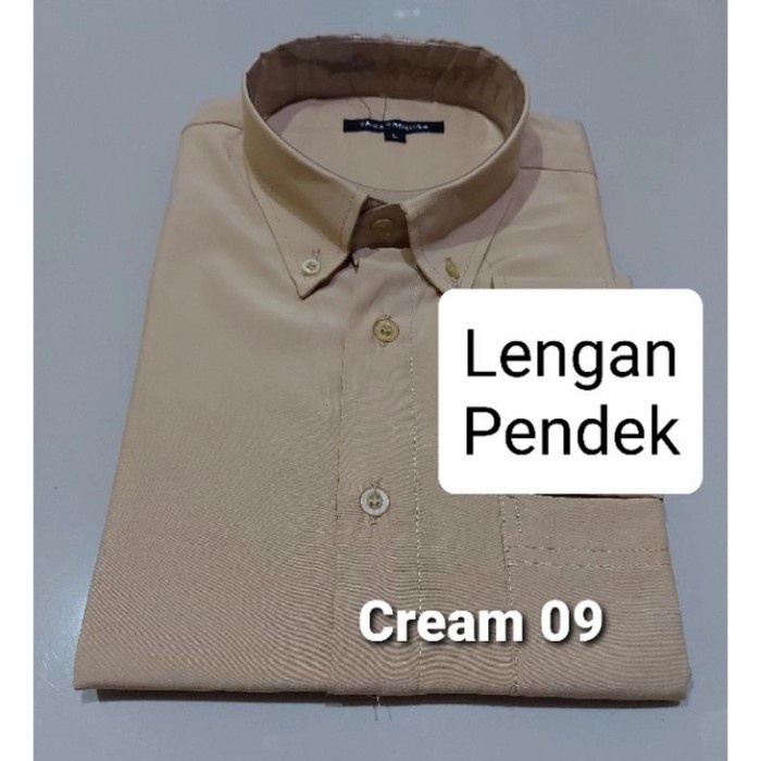 BAJU HEM KEMEJA KERJA FORMAL POLOS PENDEK PRIA COKSU CREAM JUMBO 2L 3L GRATIS ONGKIR