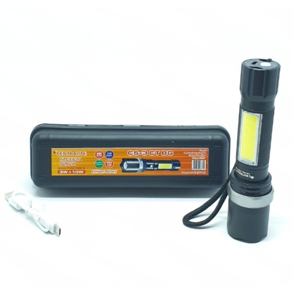 CTL CS-3CTBG BIG Senter Emergency Swat Super COB Led 3W+10W Zoom Cahaya Putih 6500K Kualitas Premium