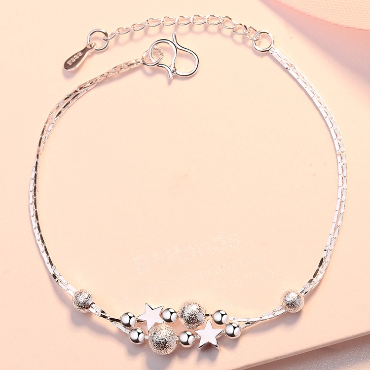 Gelang Perak Rumbai Fashion Tassel Silver Bracelet Charm Multilayer Heart Flower Cuff Bracelets Women Jewelry Accessories Gifts-8