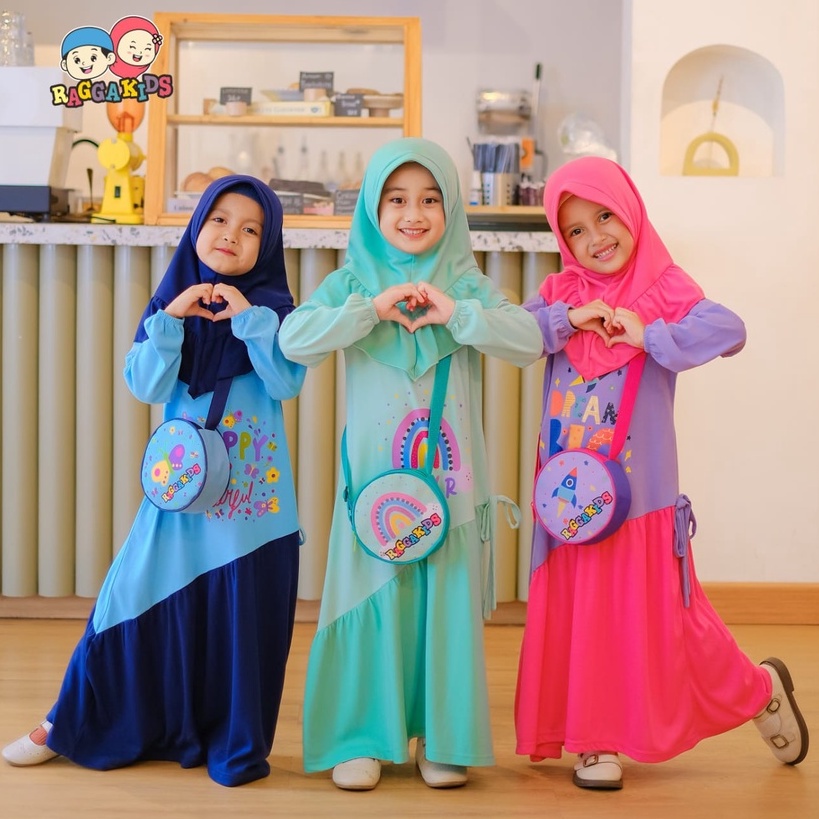 gratis tas baju muslim anak Raggakids Gamis anak premium RG56 free tas