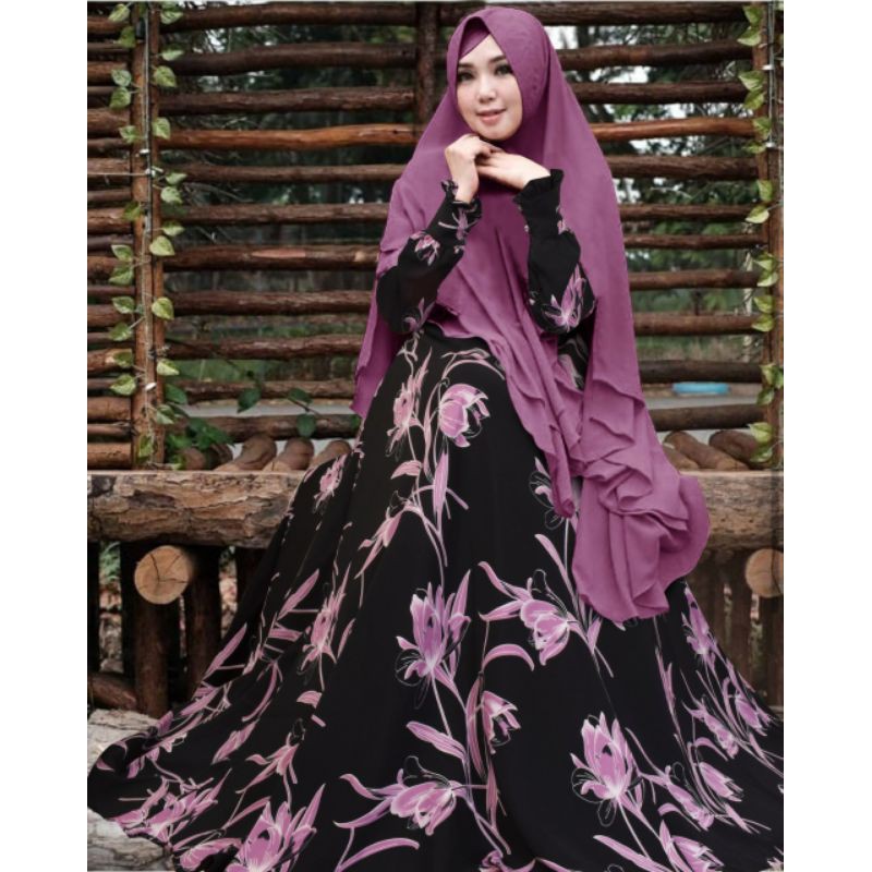 lZifani Set Syari + Khimar Baju Gamis Dewasa Syar'i Untuk Ke Pesta Harga Murah