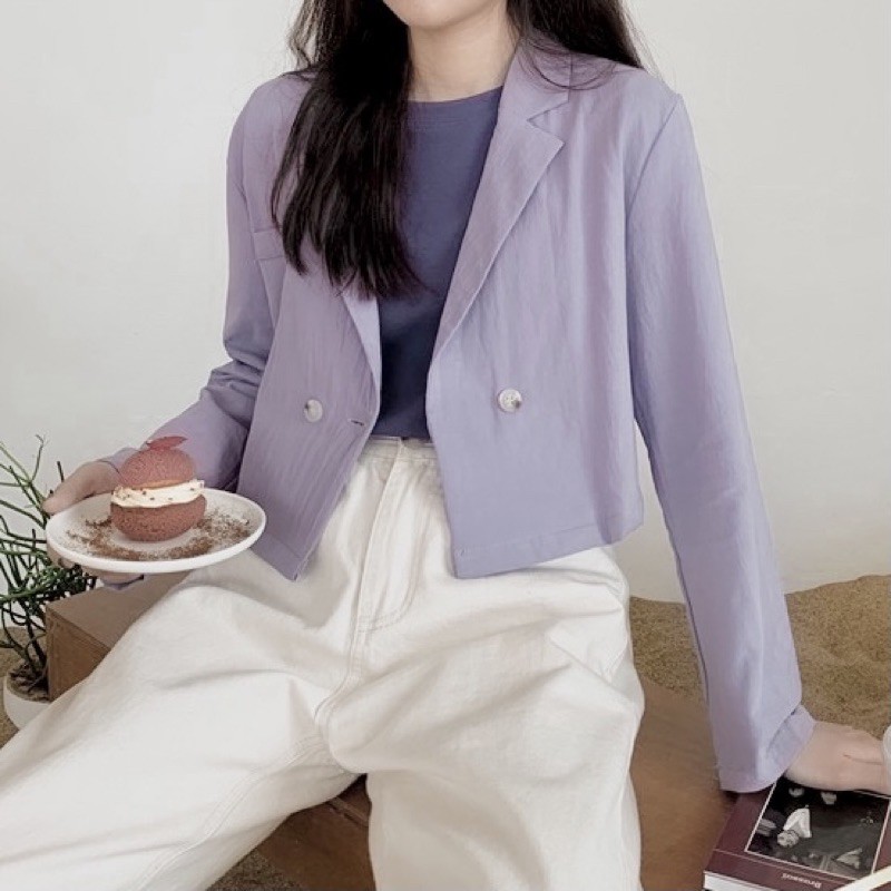 Linen crop Blazer/ Blazer/ Outer/ Blazer pendek/ Blazer wanita