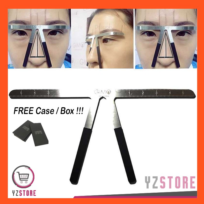 Penggaris Alis Eyebrow Ruler Measure Shaping Tool Alat bantu Sulam Alis FREE BOX CASE YZ38