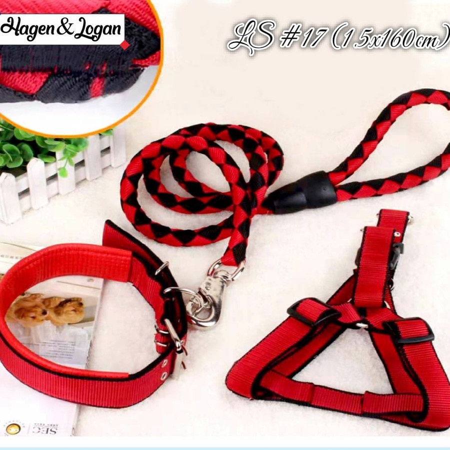 3in1 Tali Tuntun Harness Tali Leher Kalung Anjing Warna - LS17