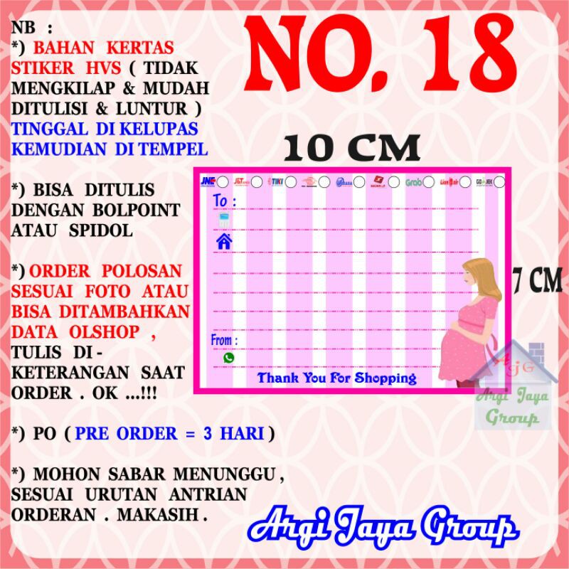 

Stiker HVS - Stiker Pengiriman - Sticker Alamat Olshop Murah Nomer 18 - 10x7cm