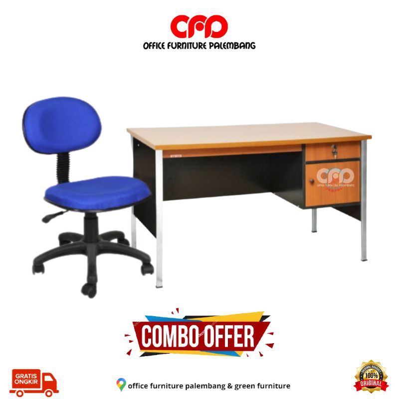 paket meja kantor + kursi putar staff kursi kantor kursi kerja meja kerja meja tulis mt 570 + el 500