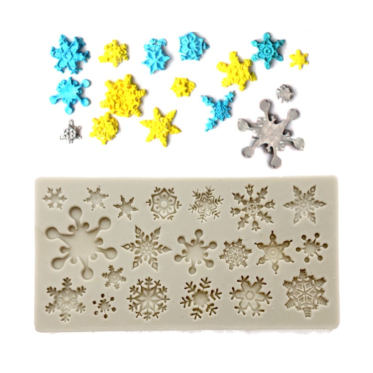 Ionshop Cetakan Silikon Bunga Salju Fondant Silicone Frozen Winter Snow Flakes Mold xmas