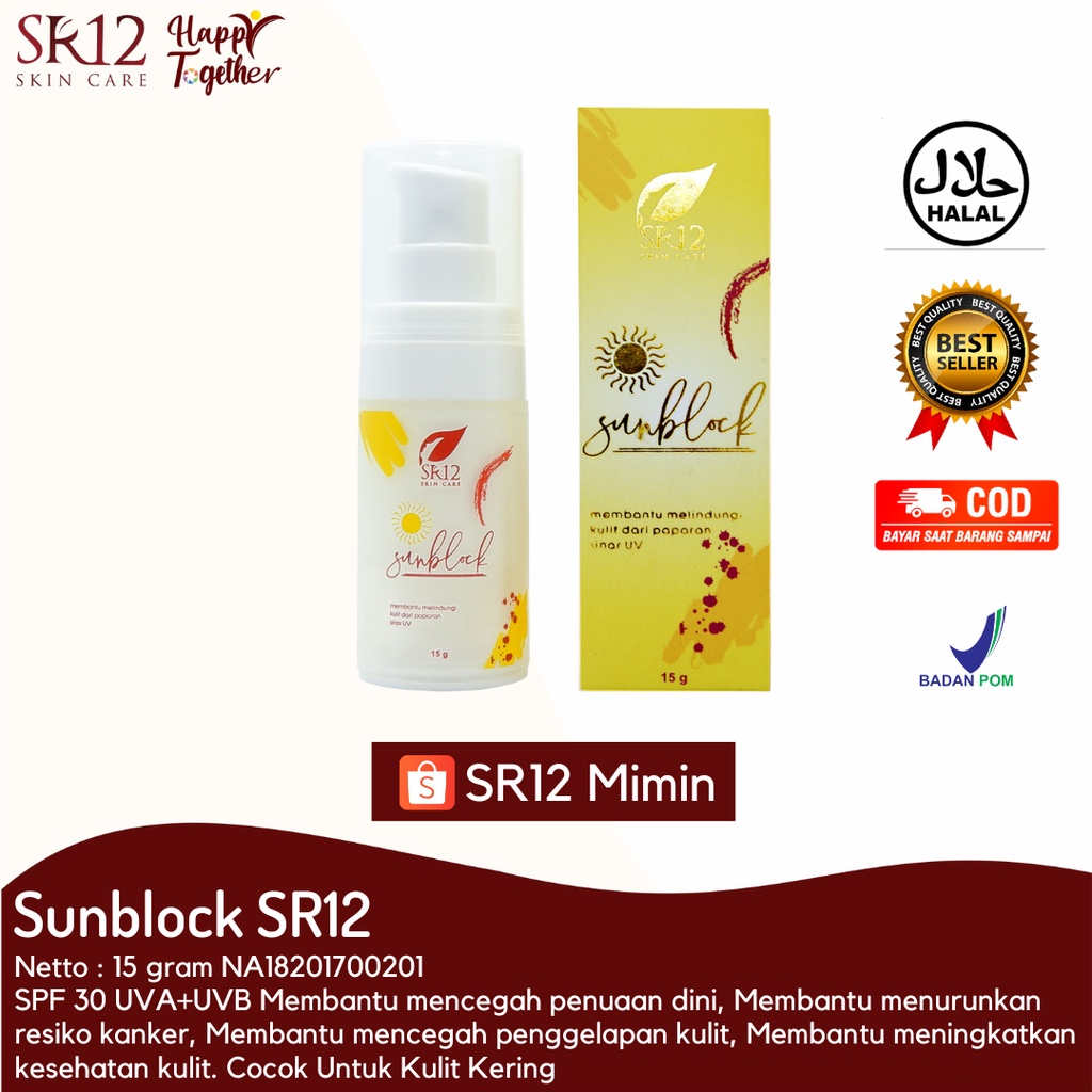 SUNBLOCK SR12 - SUNBLOCK SPF 30 - KRIM ANTI BELANG - KRIM SUN PROTECTION - SUN SCREEN BAGUS - SUNBLO