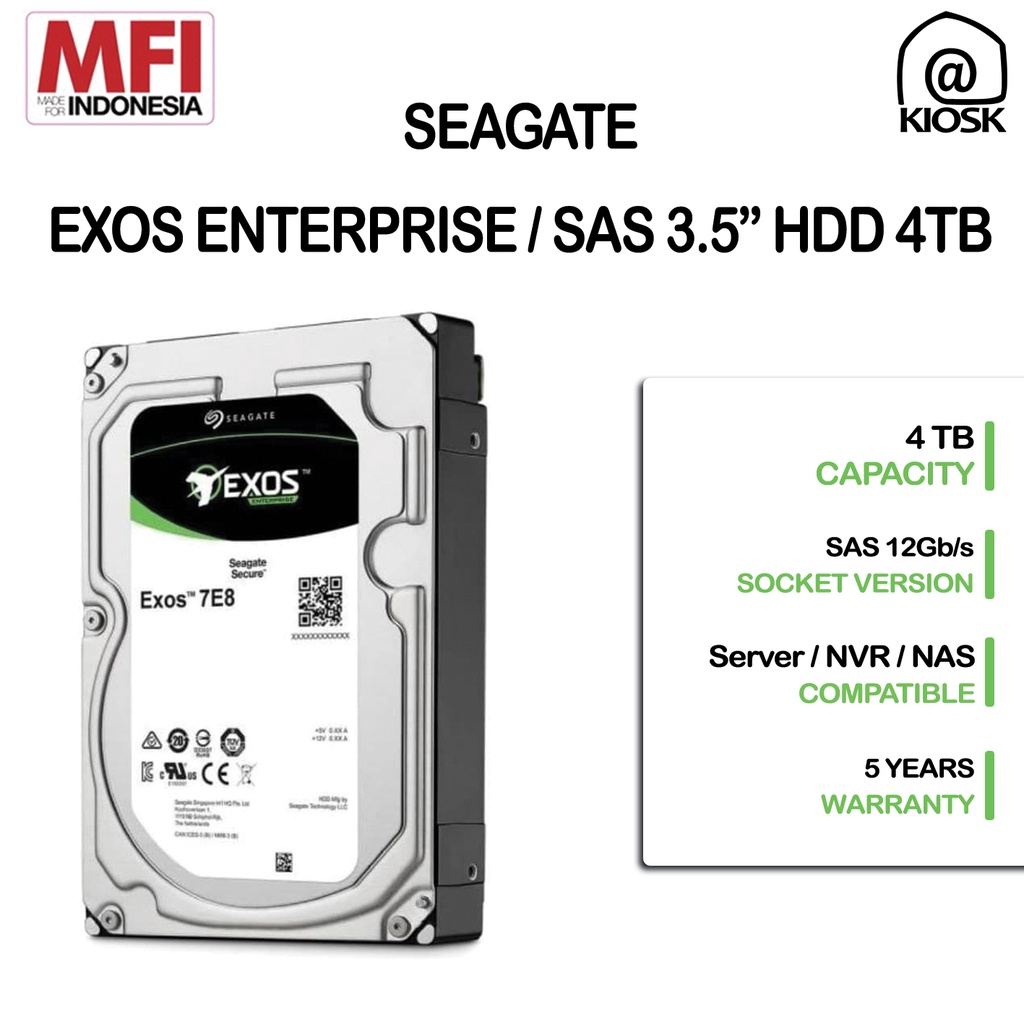 Seagate Enterprise HDD 4TB - Seagate Exos - SAS - 3.5" Garansi 5 Tahun