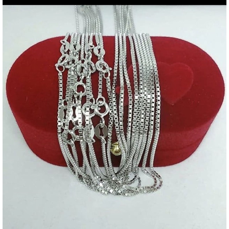 Kalung italy kotak kalung perak 925 lapis emas putih kalung pria kalung wanita perak 925