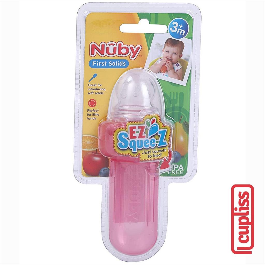 NUBY 124657 30 ml Mini Ez Squeeze Feeder w Case Pink Sendok Bayi