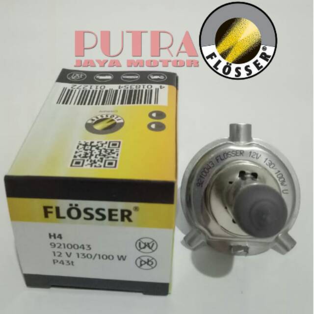 BOHLAM HALOGEN LAMPU DEPAN H4 130/100WATT 12V FLOSSER