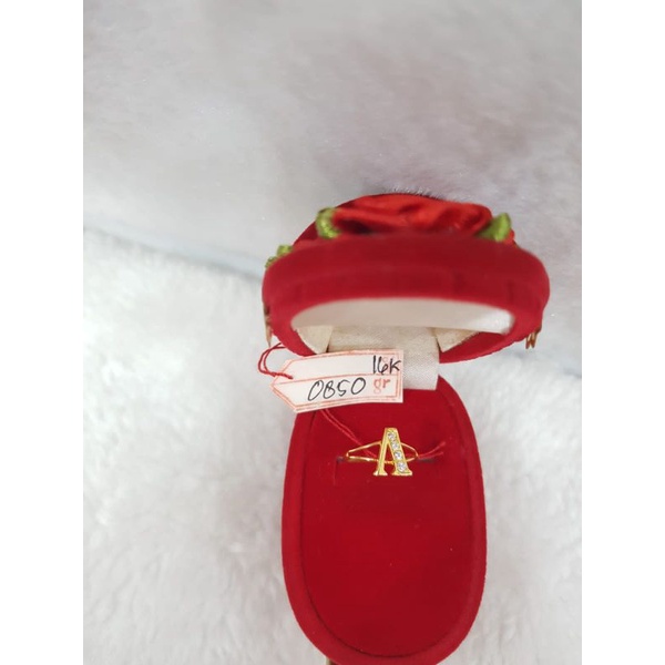 CA309G179G cincin anak model huruf A inisial nama abjad gold variasi permata emas kuning asli berat 