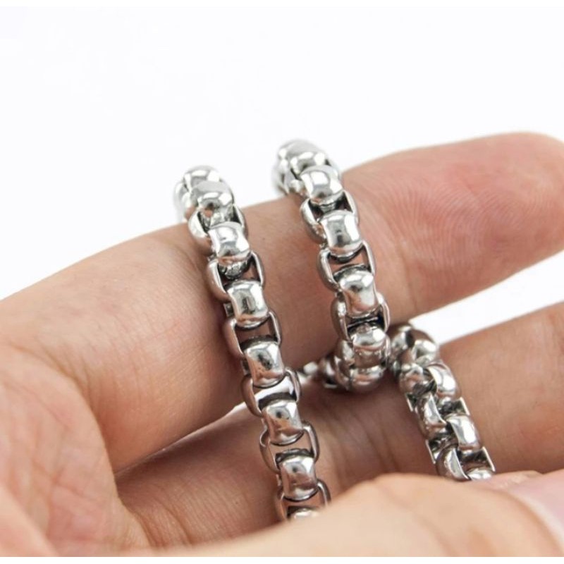 Gelang Titanium pria cowok Rantai silver Anti karat selamanya garansi