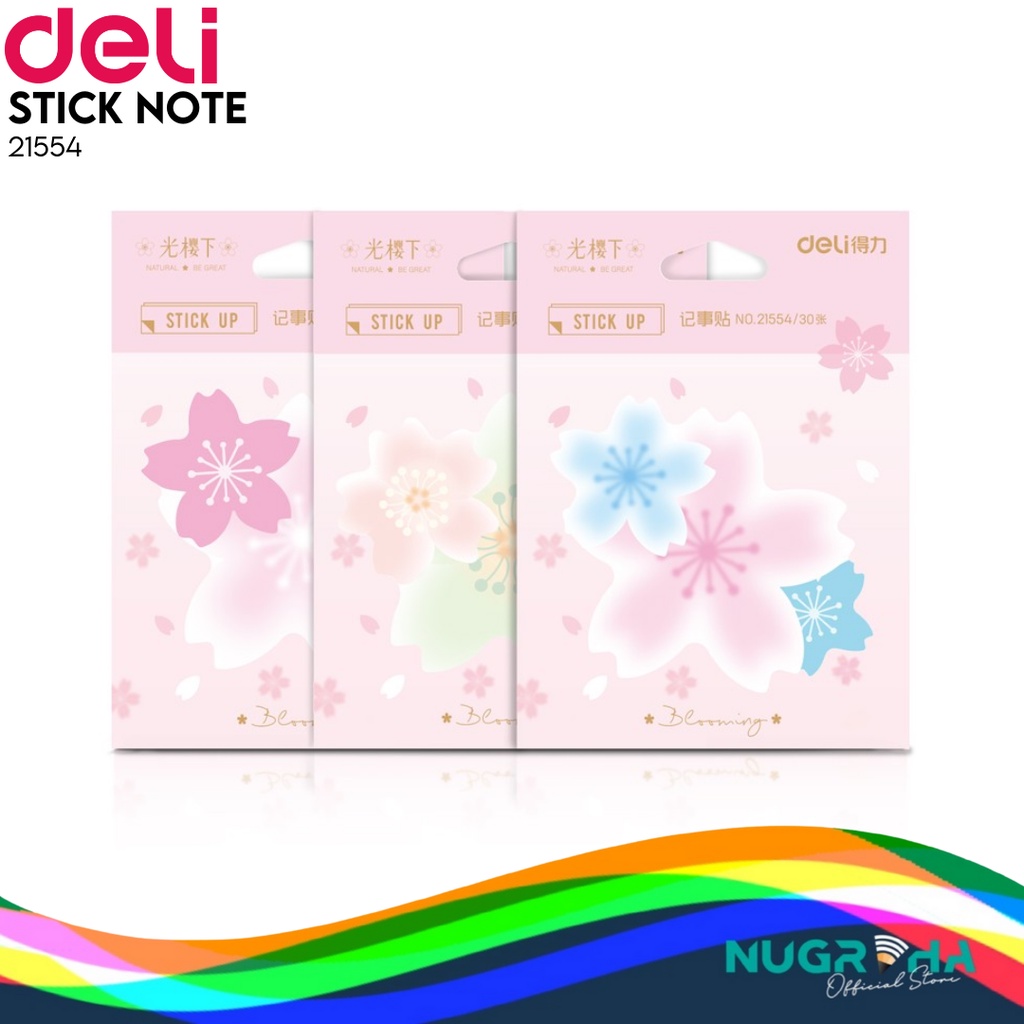 

Deli Sticky Notes / Memo Pad Bunga Sakura 80GSM 30Lmbr Anti Air 21554