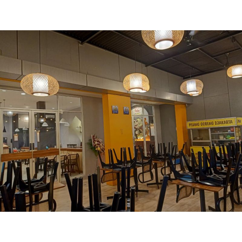 kap lampu apel/lampu hias gantung/lampu hias bambu/lampu cafe unik