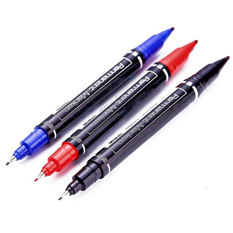 Pena Permanen Dual Head Tip Marker Pens Waterproof Pen Multifungsi Dekorasi Kayu Kertas Metal Tinta Anti Air Berkualitas