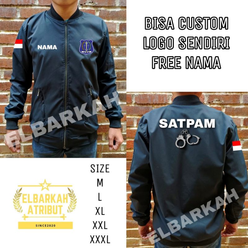 JAKET BOMBER LOGO SATPAM BISA CUSTOM LOGO SENDIRI JAKET BONBER TERBARU