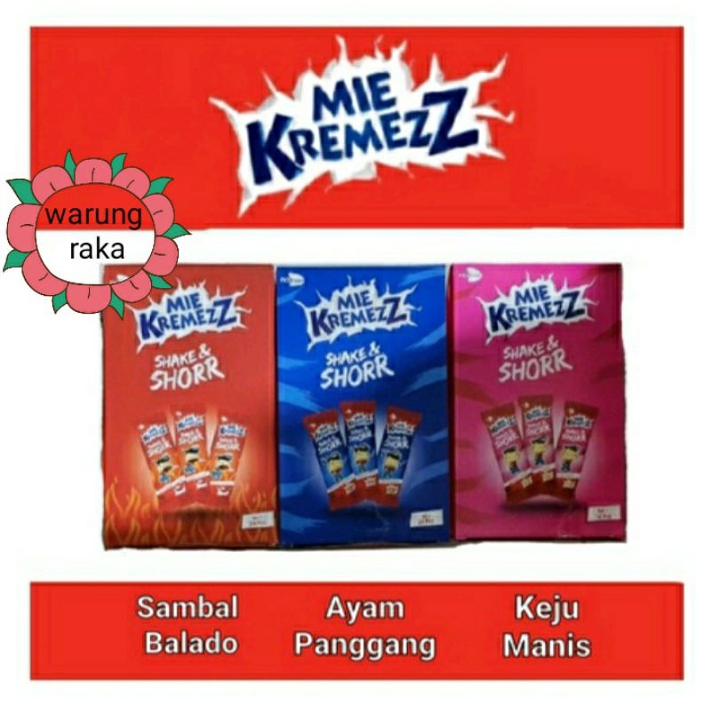 

mie kremezz shake& shorr isi 20 pcs dalam 1 box