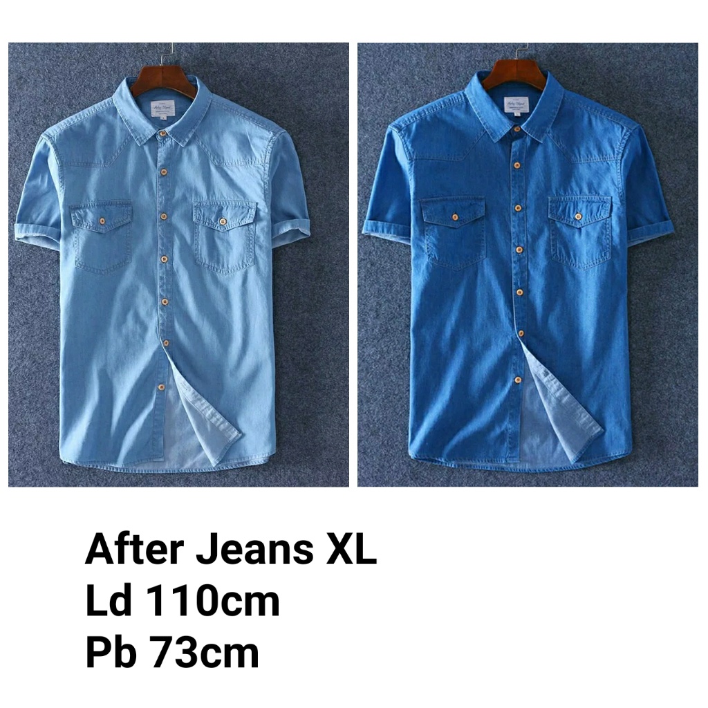 COLLECTION_COOLS.KEMEJA JEANS WASH AFTER TERBARU-KEMEJA LENGAN PENDEK KEREN KEKINIAN TERLARIS