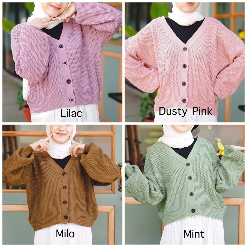 CARDIGAN RAJUT WANITA || OUTER CARDY LENGAN BALON || KARDIGAN RAJUT 12 GET