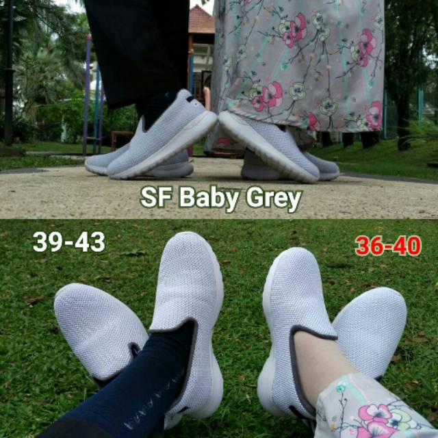 DISKON SEPATU SPORTY SNEAKER SLIP ON REPLIKA ADIDAS KUALITAS SUPER WARNA BABY GREY